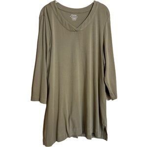 Chico's The Ultimate Tee Size 3 (US XL) Green Pima Cotton 3/4 Sleeve Casual